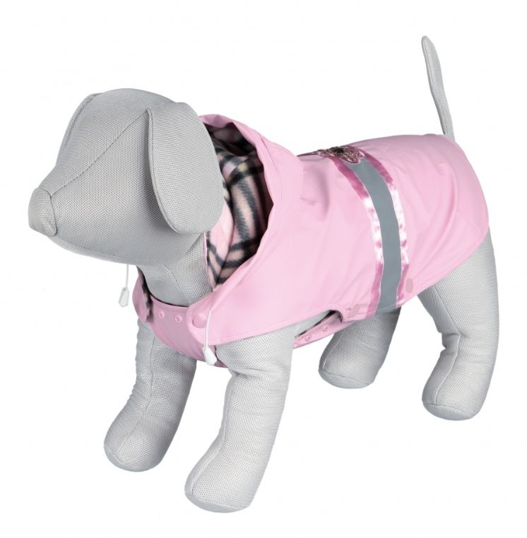 Przykładowe ubranko dla psa. Płaszczyk z kapturem, posiada elementy odblaskowe.