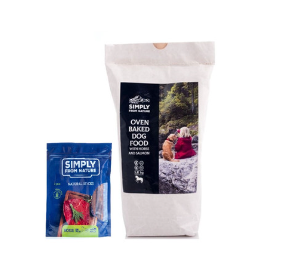 Zestaw karma i przysmaki z koniną dla psa