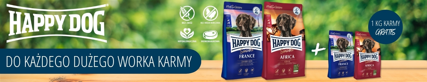 HAPPY DOG do każdego dużego worka 1 kg karmy GRATIS