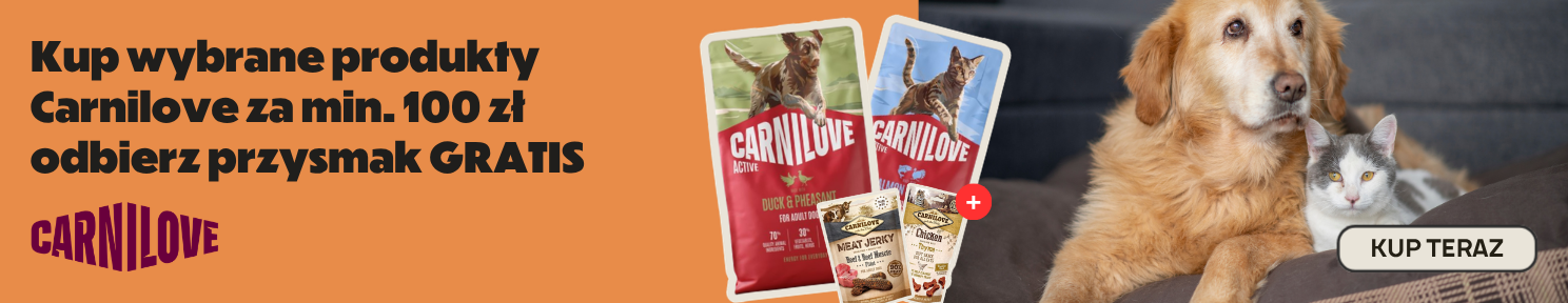 Promocja CARNILOVE kup wybrane karmy dla psa i kota za min. 100 zł i odbierz przysmak GRATIS