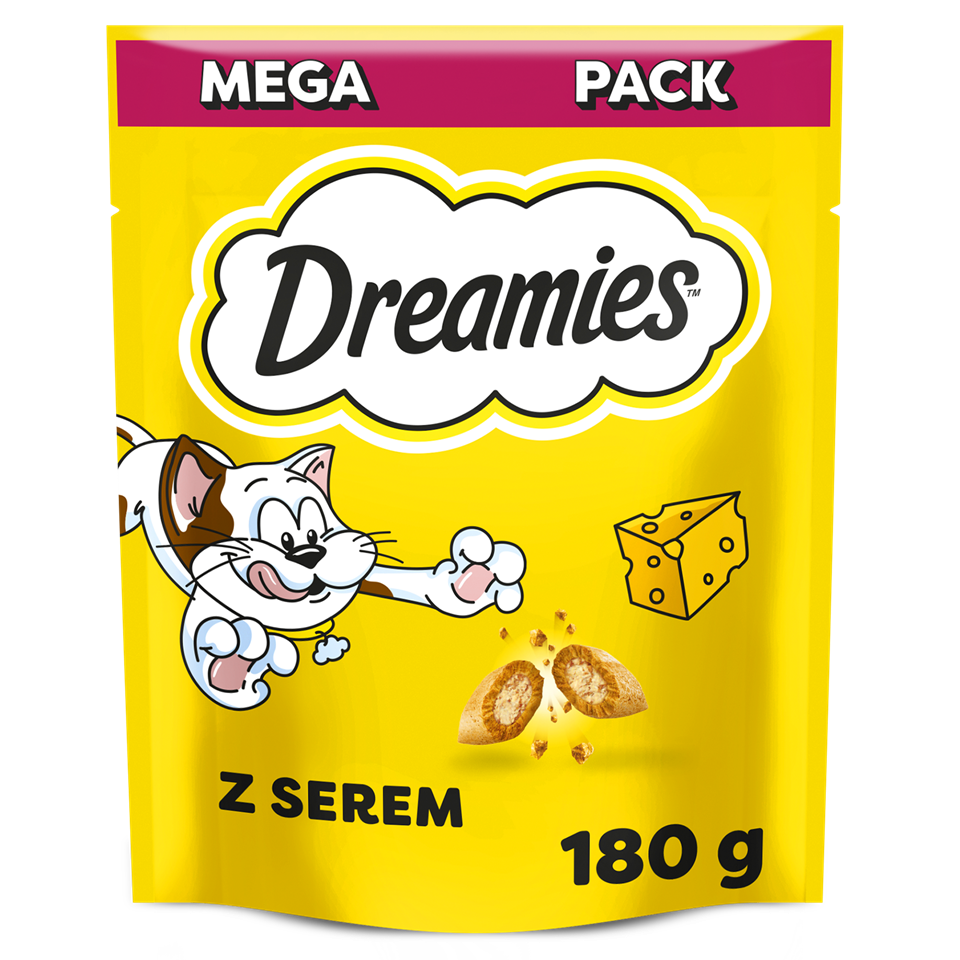 DREAMIES Mega Pack Chrupiące przysmaki dla kota o smaku sera 180 g