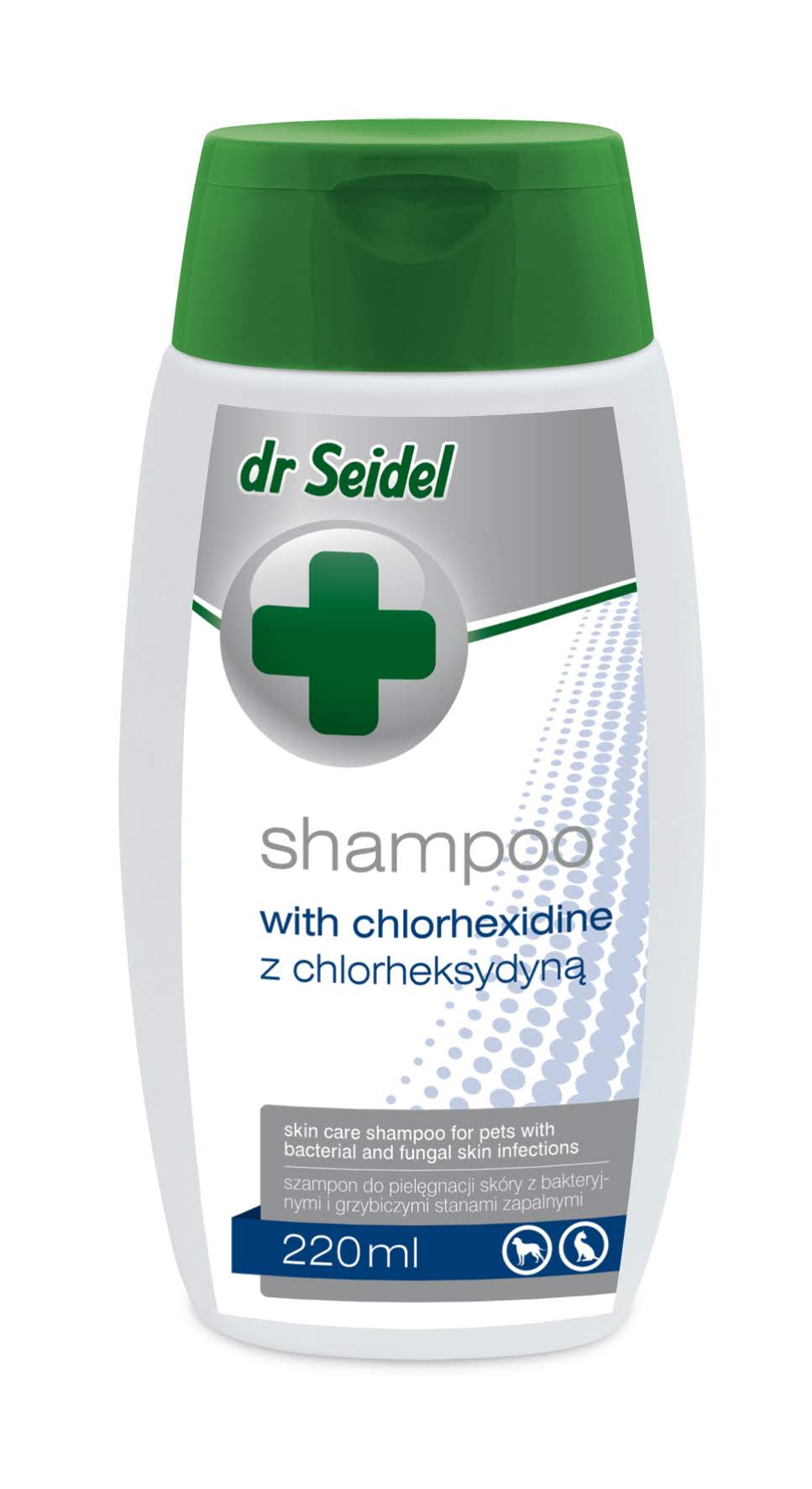 DR SEIDEL Szampon z chlorheksydyną 220 ml dla psów z bakteryjnymi i grzybiczymi stanami zapalnymi skóry