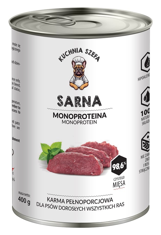 KUCHNIA SZEFA Sarna Monoproteinowa karma dla psów wszystkich ras 400 g