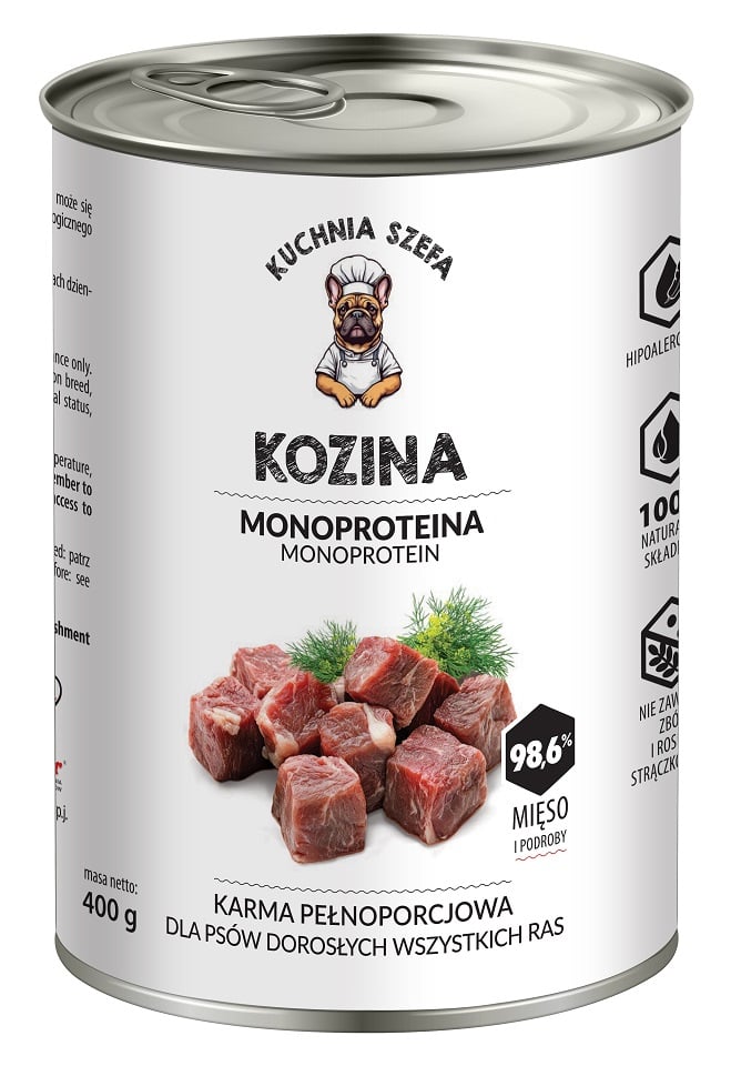 KUCHNIA SZEFA Kozina Monoproteinowa karma dla psów wszystkich ras 400 g