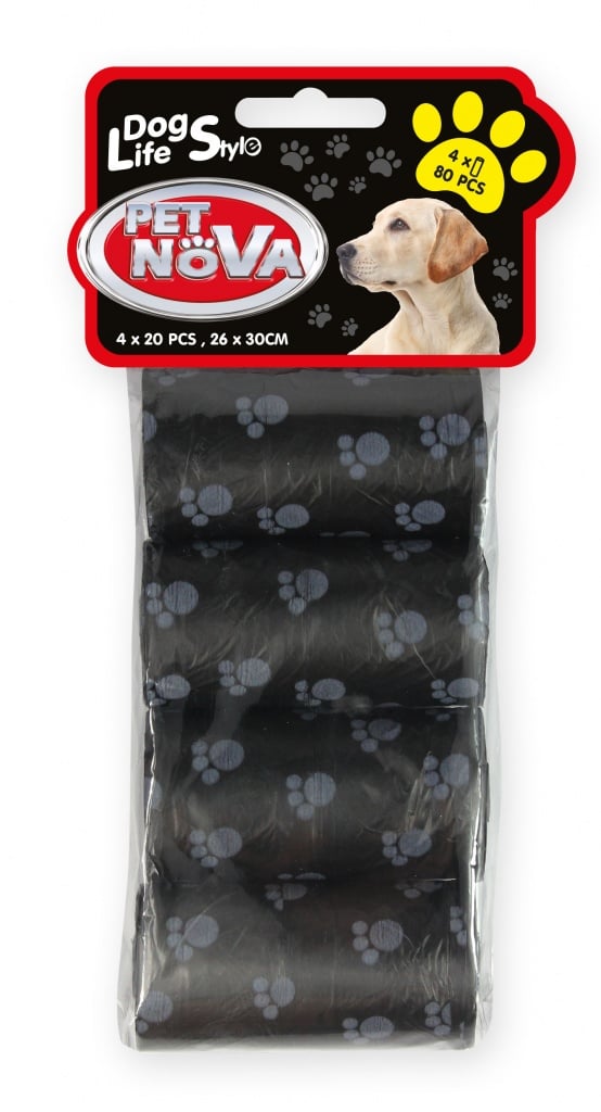PET NOVA Dog Lifestyle Woreczki na pse odchody 4 x 20 szt czarne