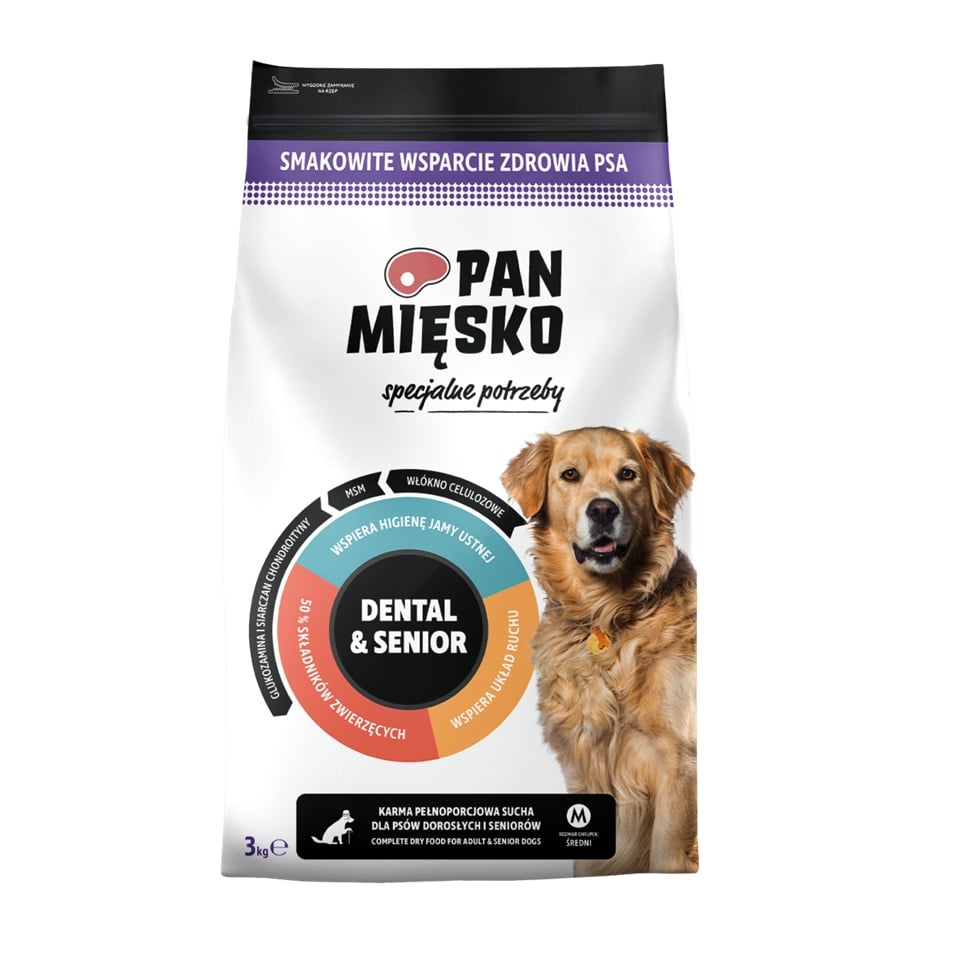 PAN MIĘSKO Specjalne potrzeby Dental and Senior dla psów dorosłych i starszych chrupki M 3 kg