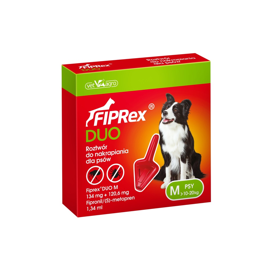 VET-AGRO Fiprex Duo M Preparat na kleszcze i pchły dla psa rasy średnie