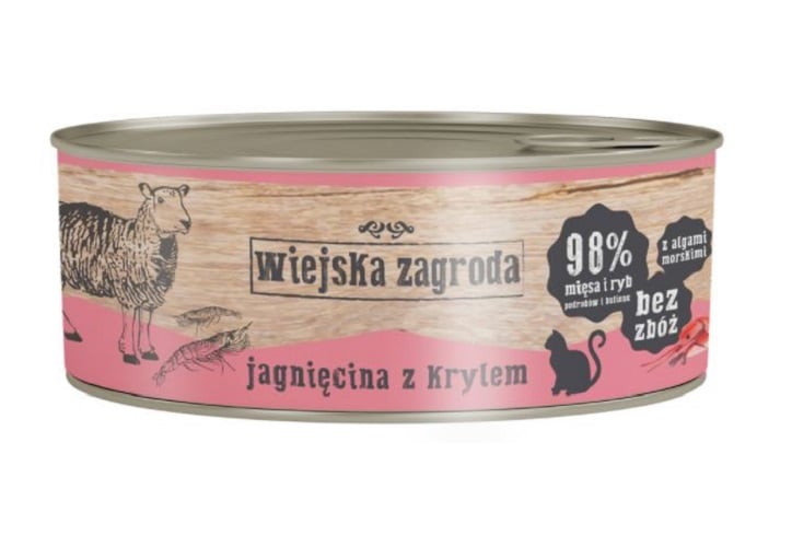 WIEJSKA ZAGRODA Adult Jagnięcina i kryl 85 g puszka dla kota