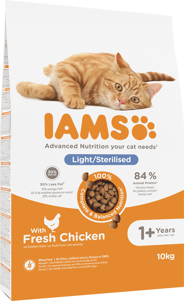 IAMS for Vitality o obniżonej zawartości tłuszczu dla dorosłych kotów po sterylizacji 10 kg