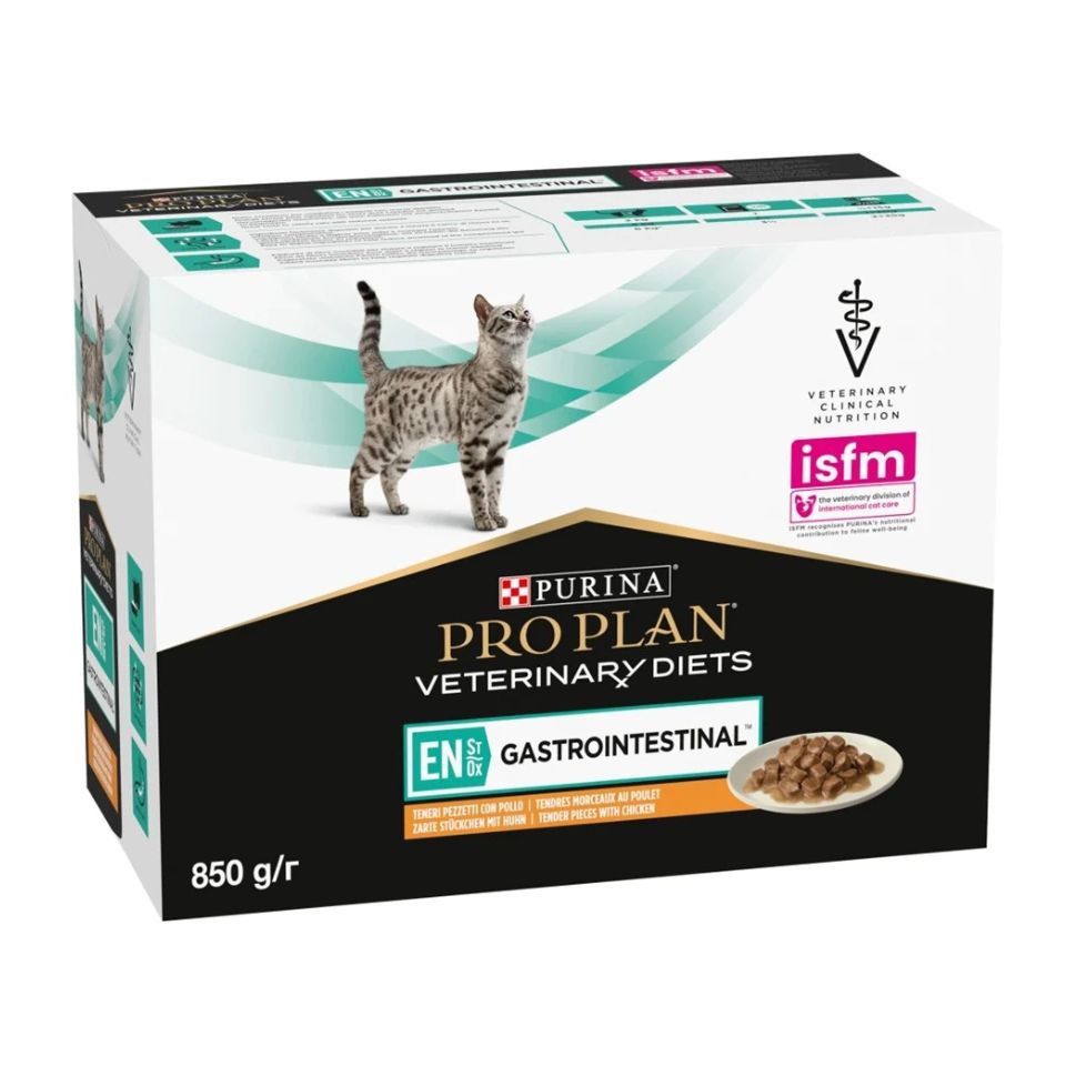 PURINA PRO PLAN Veterinary Diets Feline EN St/Ox Gastrointestinal Chicken 10x85 g dla dorosłych kotów i kociąt z problemami trawiennymi