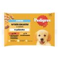 PEDIGREE Junior Wybór Smaków z ryżem saszetki 4x100 g mokra karma pełnoporcjowa dla szczeniąt, kawałki z mieszanką wołowiny i wątróbki i ryżem, z kurczakiem i ryżem, w galaretce