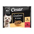CESAR Creations Kurczak z groszkiem i Wołowina z marchewką w sosie 4×100 g mokra karma dla dorosłych psów