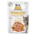 BRIT CARE Fillets in Gravy Pouch Sterilized Savory Salmon&Tuna 24x85g z łososiem i tuńczykiem dla kotów sterylizowanych