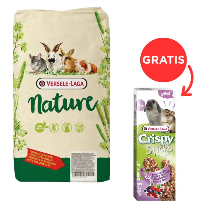 VERSELE-LAGA Pokarm dla szynszyli Chinchilla Nature 9 kg + Smakers dla szynszyli i królika Prestige Owoce Leśne 2szt GRATIS