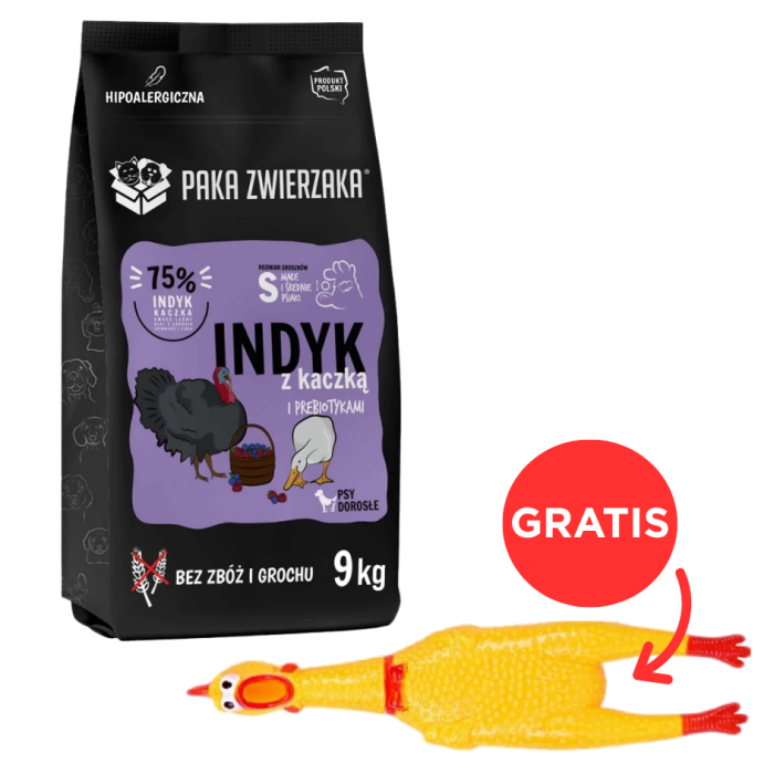 PAKA ZWIERZAKA Seventh Heaven Karma sucha Indyk i kaczka Mini S 9 kg + zabawka kurczak GRATIS