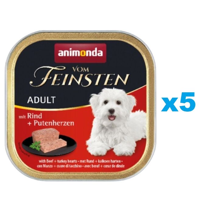 ANIMONDA Vom Feinsten Classic zestaw z wołowiną i sercami z indyka 5 x 150 g