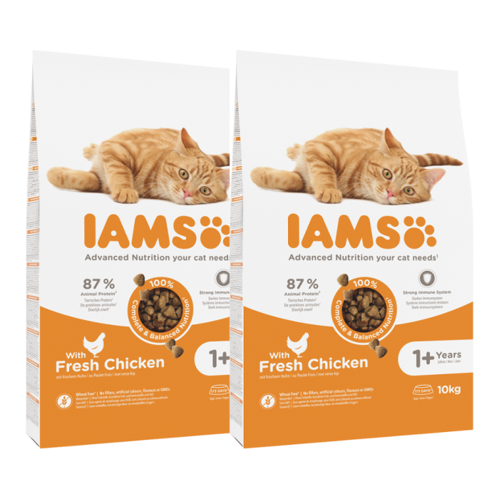 IAMS for Vitality dla dorosłych kotów ze świeżym kurczakiem 20 kg (2 x 10 kg)