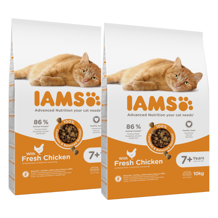 IAMS for Vitality dla starszych kotów ze świeżym kurczakiem 20 kg (2 x 10 kg)