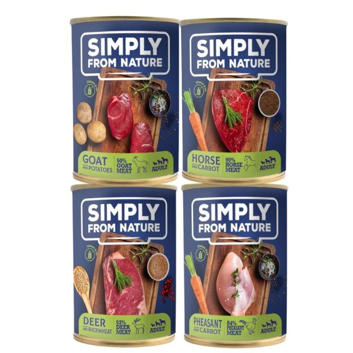 SIMPLY FROM NATURE Mokra karma dla psa mix 4 smaków 12 x 400g