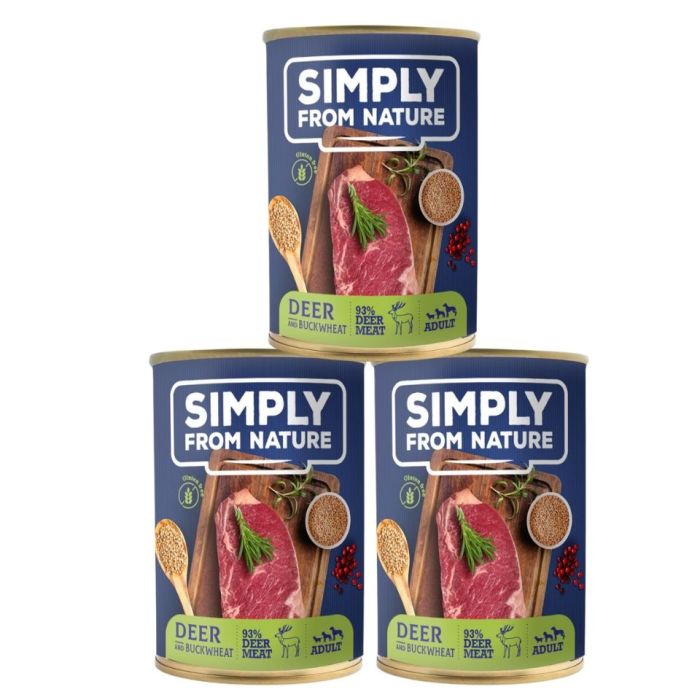SIMPLY FROM NATURE Mokra karma dla psa Jeleń z kaszą gryczaną  3 x 400 g