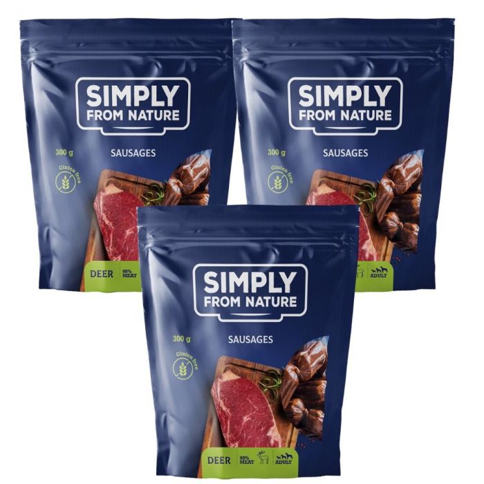 SIMPLY FROM NATURE Naturalne kiełbaski z mięsem jelenia 3x300 g