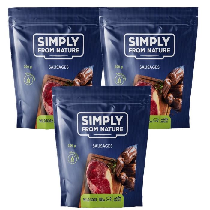 SIMPLY FROM NATURE Naturalne kiełbaski z mięsem dzika 3 x 300 g