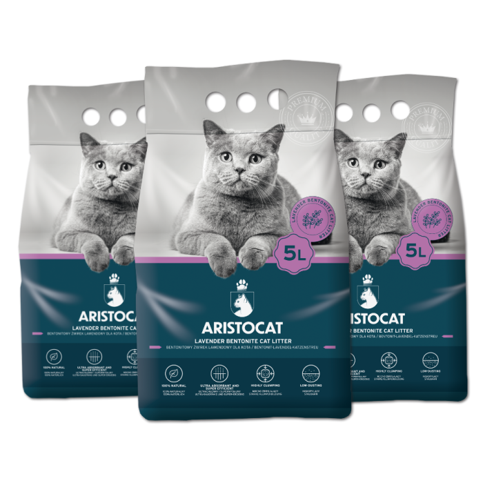 ARISTOCAT Bentonite Plus żwirek bentonitowy lawendowy 15 l (3 x 5 l)