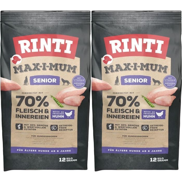 RINTI MAX-I-MUM Senior Chicken z kurczakiem dla starszych psów 2 x 12 kg