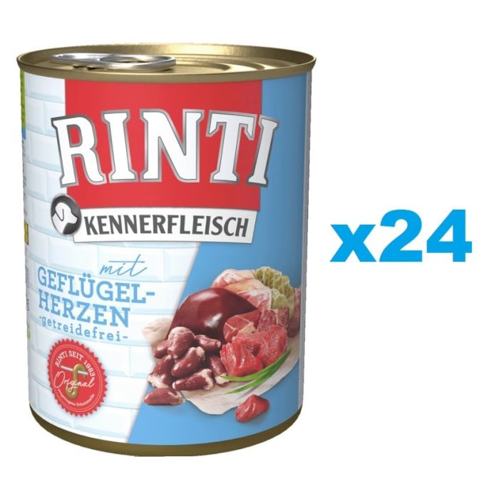 RINTI Kennerfleisch Poultry hearts serca drobiowe 24 x 400 g