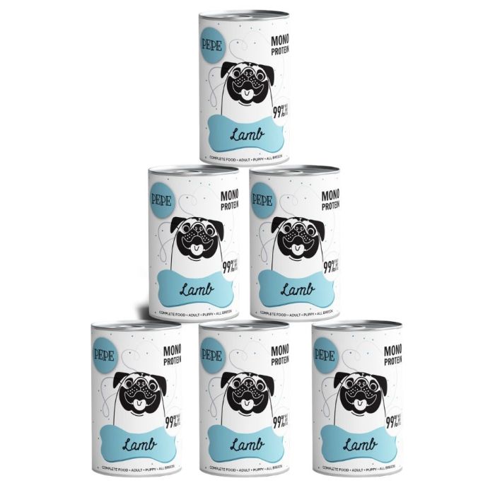 PAKA ZWIERZAKA PEPE Lamb 99% (jagnięcina) 6x400 g