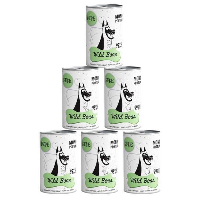 PAKA ZWIERZAKA PEPE Wild Boar 99% (dziczyzna) 6x400 g