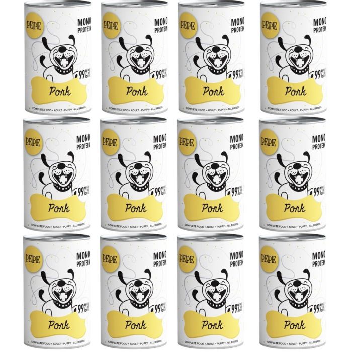 PAKA ZWIERZAKA PEPE Pork 99% (wieprzowina) 12x400 g