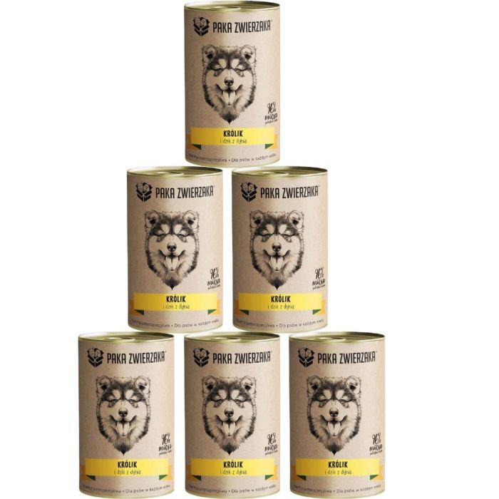 PAKA ZWIERZAKA Karma królik i dzik z dynią dla psa 6x400 g