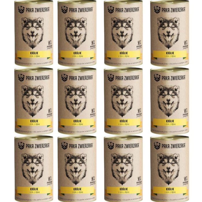 PAKA ZWIERZAKA Karma królik i dzik z dynią dla psa 12x400 g