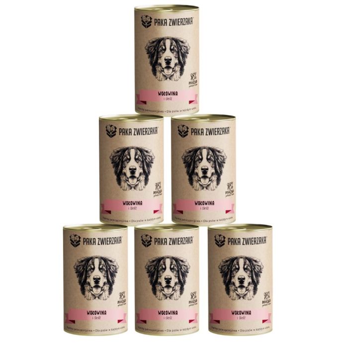 PAKA ZWIERZAKA Karma wołowina i śledź 6x400 g
