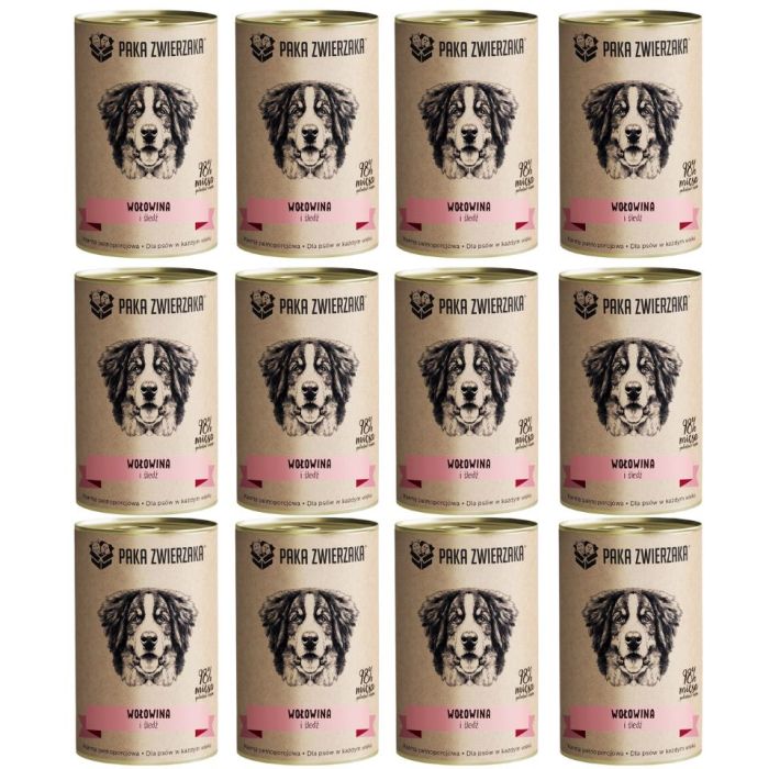 PAKA ZWIERZAKA Karma wołowina i śledź 12x400 g