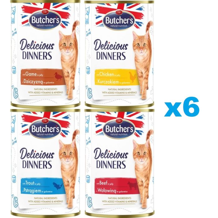 BUTCHERS Deliciuos dinners Mix smaków w galaretce 24x400 g