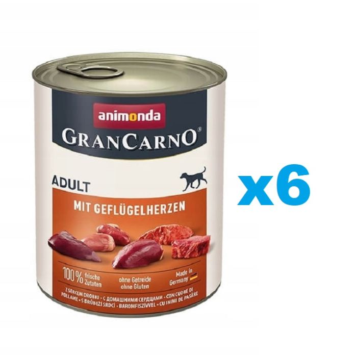 ANIMONDA GranCarno Wieprzowina z sercami drobiowymi dla psa 6x800 g