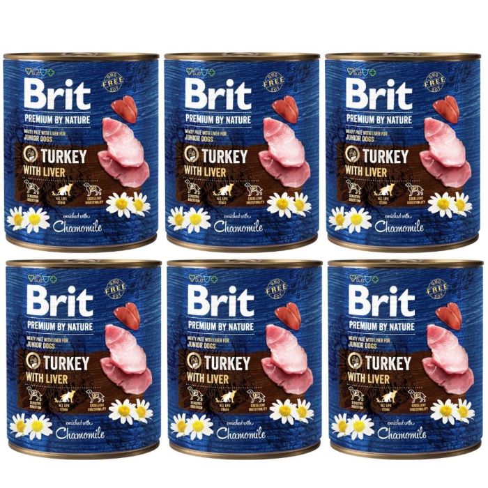 BRIT Premium by Nature 6x800 g indyk i wątroba naturalna karma dla szczeniąt