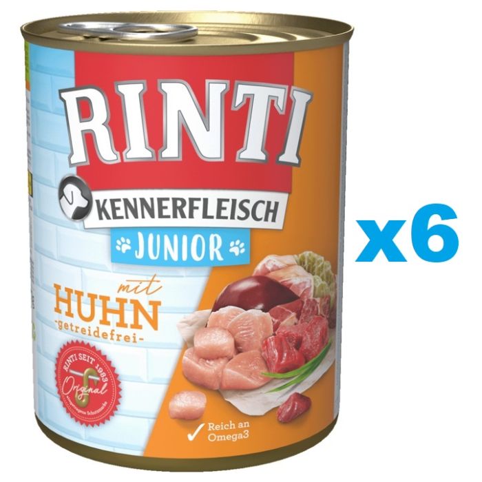 RINTI Kennerfleish Junior Chicken 6x800 g z kurczakiem dla szczeniąt