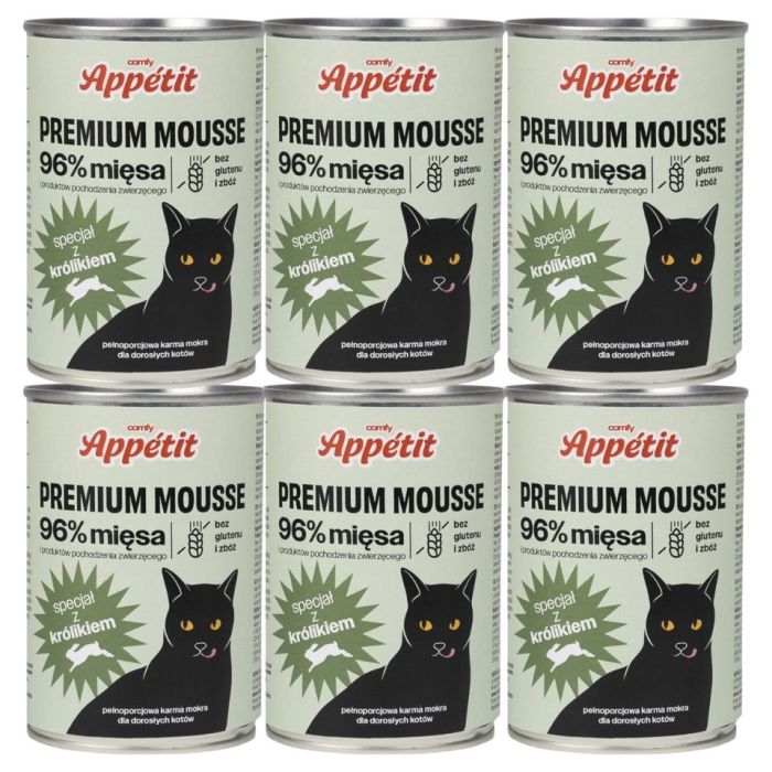 COMFY APPETIT PREMIUM Mousse z królikiem dla kota 6x400 g