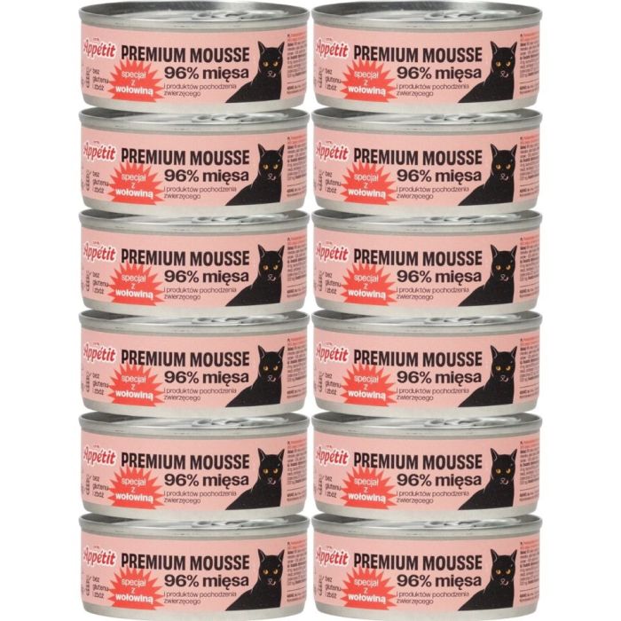 COMFY APPETIT PREMIUM Mousse z wołowiną dla kota 12x85 g