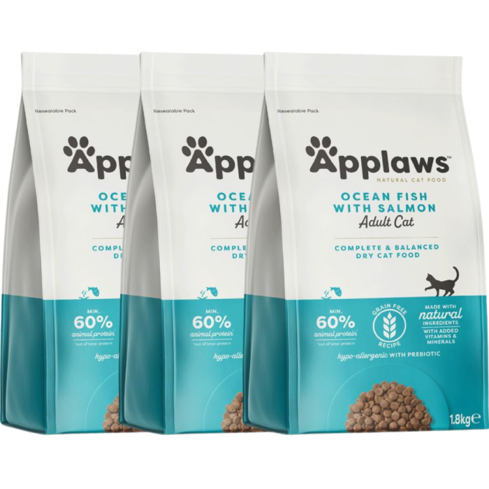 APPLAWS Cat Adult ocean fish and salmon 5,4 kg (3x1,8 kg) ryby oceaniczne z łososiem dla dorosłych kotów