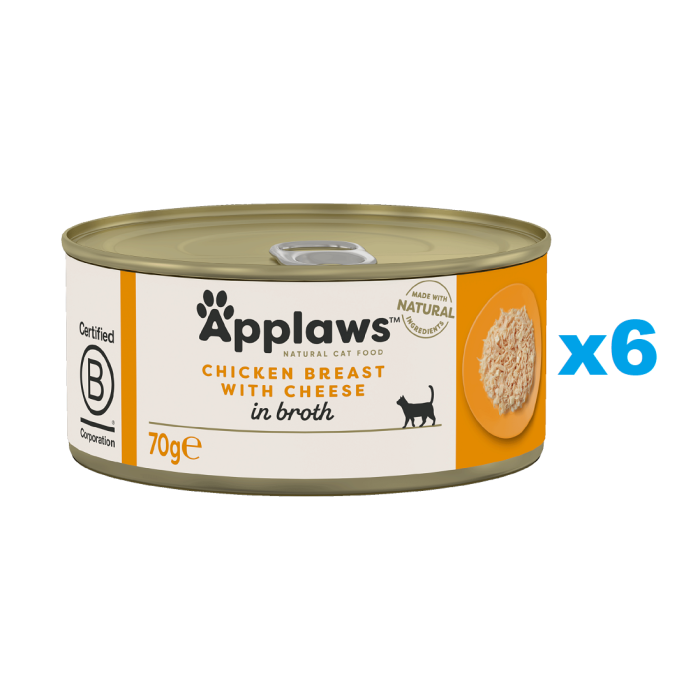 APPLAWS Cat Adult Chicken Breast with Cheese in Broth pierś z kurczaka z serem w bulionie 6x70 g