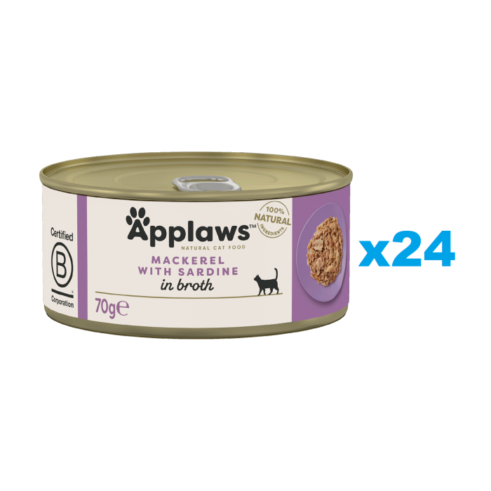 APPLAWS Cat Adult Mackerel with Sardine in Broth makrela i sardynka w bulionie 24x70 g