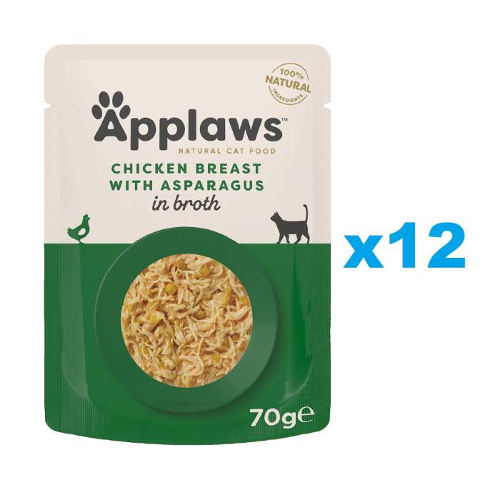 APPLAWS Cat Adult Pouch Chicken Breast with Asparagus in Broth kurczak i szparagi w bulionie 12x70 g
