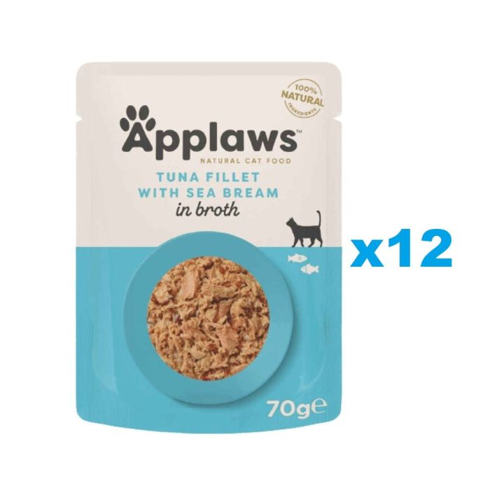 APPLAWS Cat Adult Pouch Tuna Fillet with Seabrem in Broth tuńczyk i leszcz w bulionie 12x70 g
