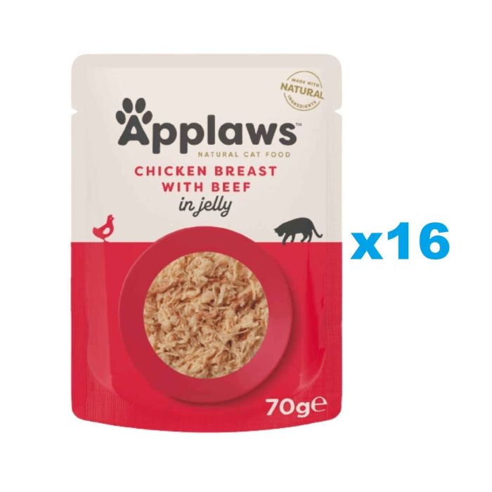 APPLAWS Cat Adult Pouch Chicken Breast with Beef in Jelly kurczak z wołowiną w galaretce 16x70 g