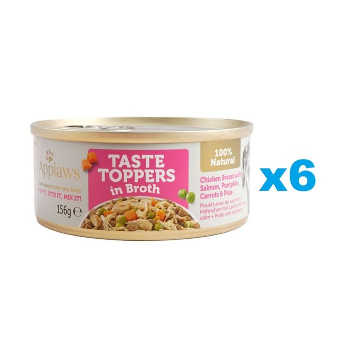 APPLAWS Taste Toppers Pierś z kurczaka, łosoś, dynia w bulionie 6x156 g