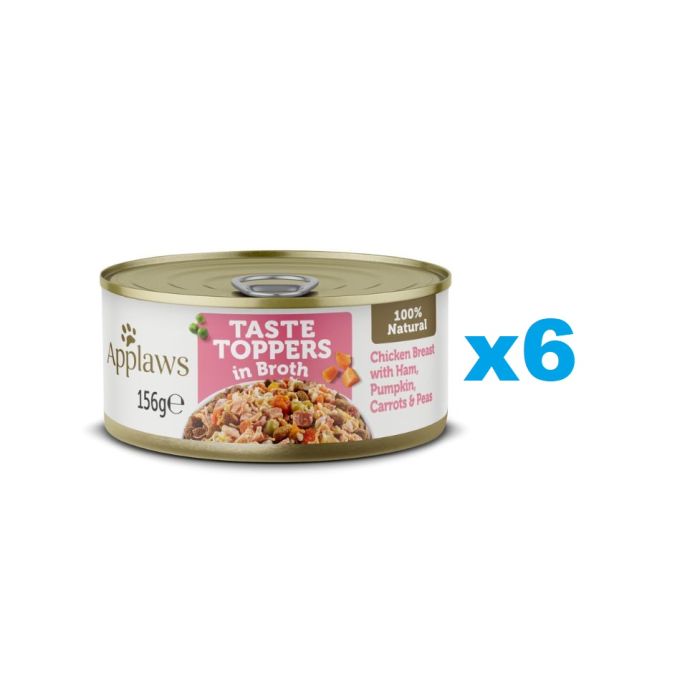 APPLAWS Taste Toppers Pierś z kurczaka, szynka i dynia w bulionie 6x156 g